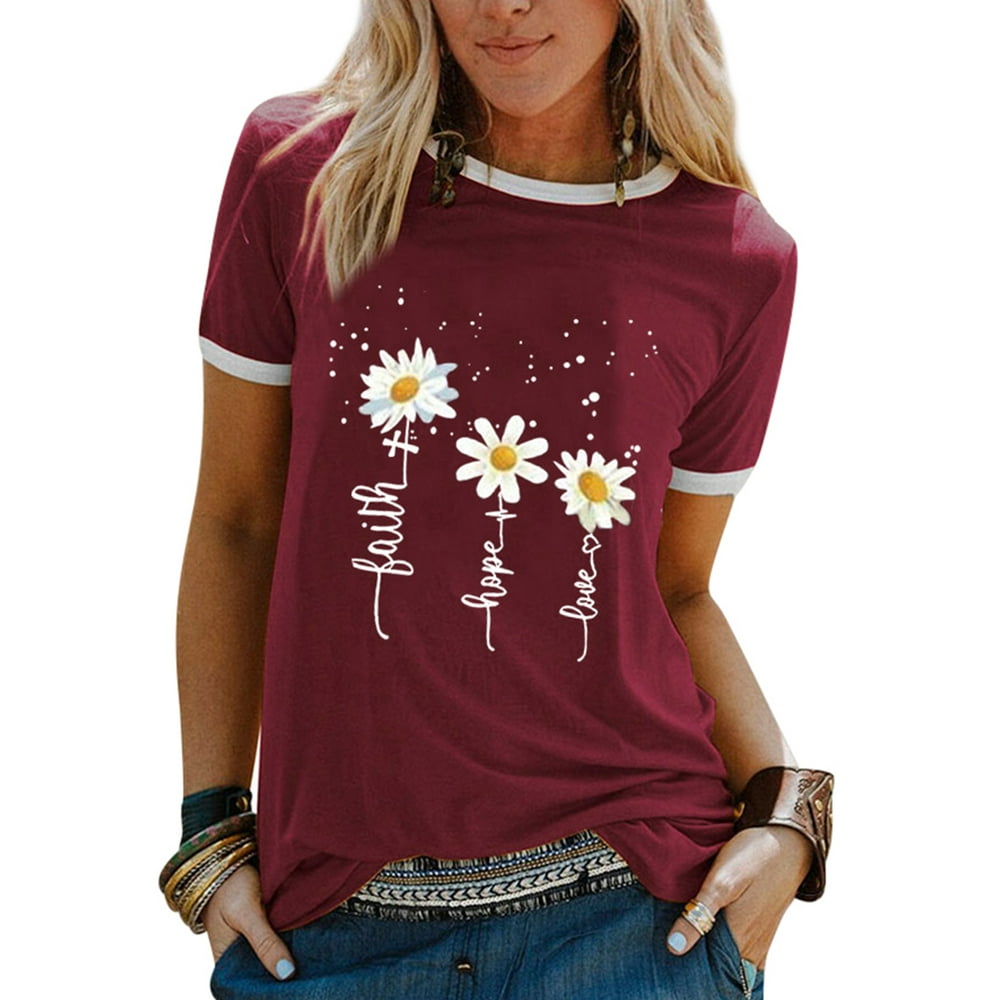 Sexy Dance - Daisy Flower Shirt for Womens Floral Graphic Print Tops ...
