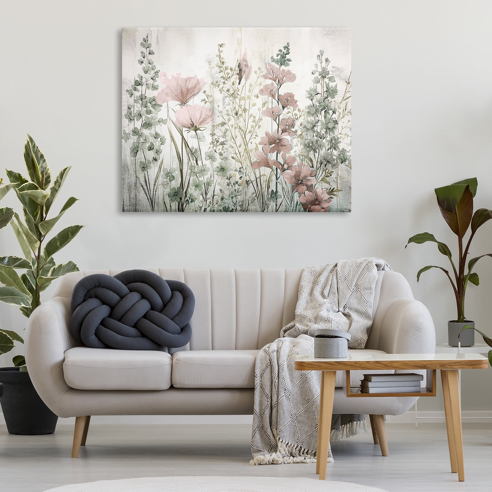 Stupell Industries Blush Wildflower Sprigs Plants & Flowers Painting Wrapped Canvas Art Print Wall Art, 48 x 36