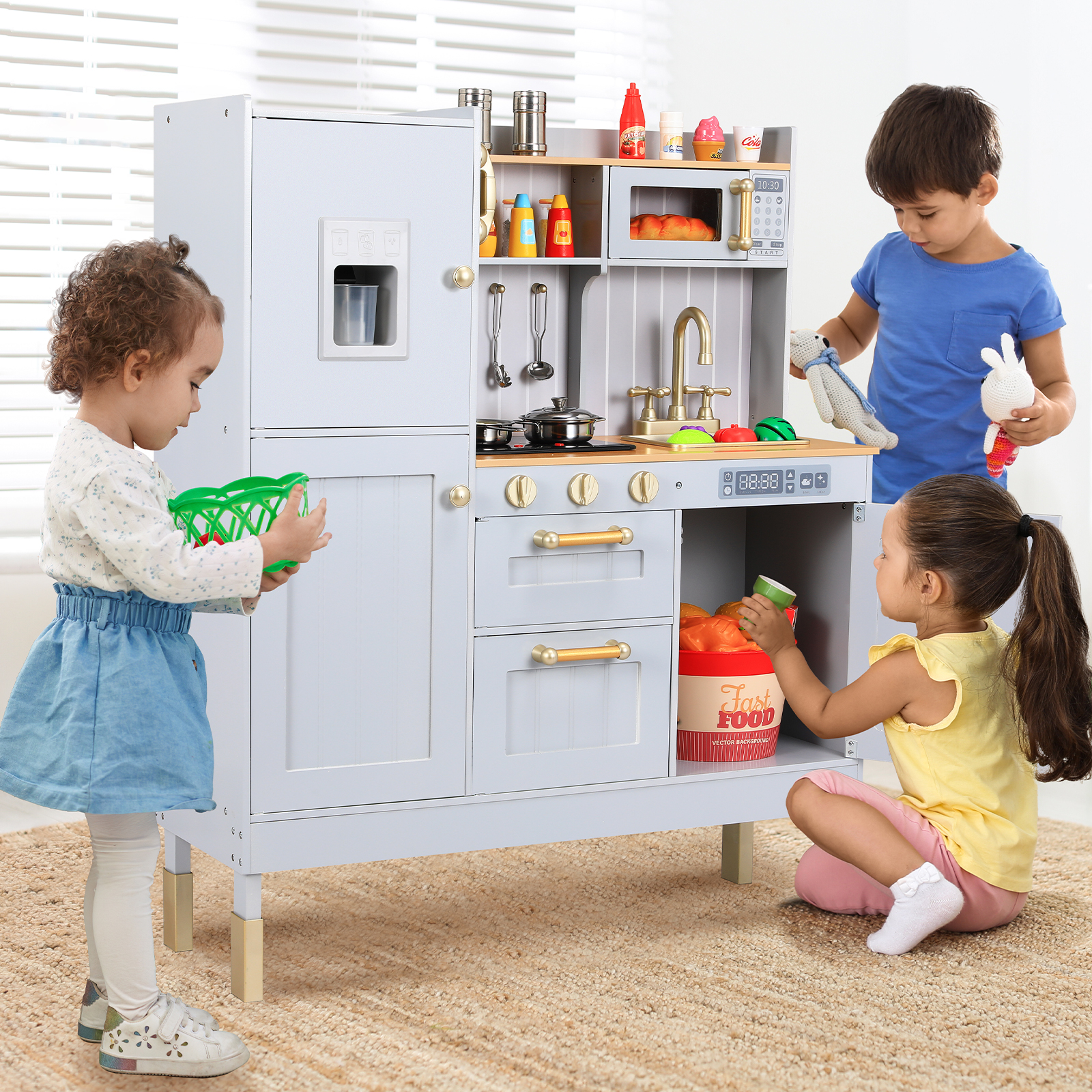 Arlopu Kids Pretend Play Kitchen Set with Sound & Light photo 8