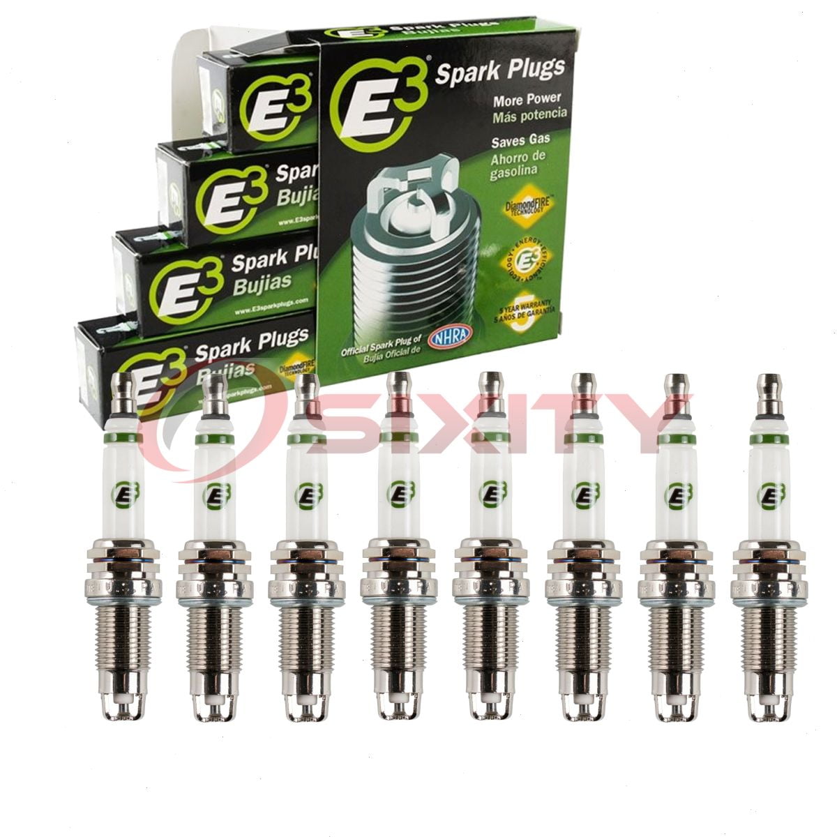 8 pc E3 Spark Plugs compatible with Dodge Ram 1500 5.2L 5.9L V8 1998-2003