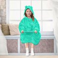 thumbnail image 7 of Green Abstract Geometric ﻿Wearable Blankets Hoodie Oversize Sherpa Wearable Soft Blanket Warm Cozy 3-14 Age, 7 of 7
