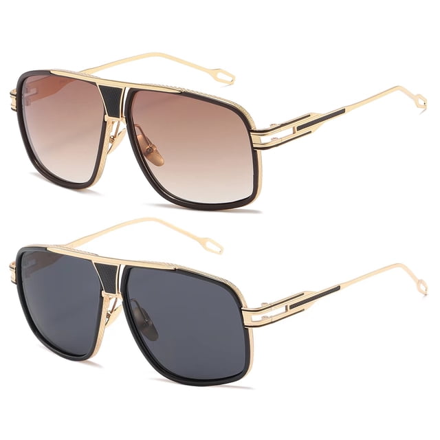 AEVOGUE Sunglasses For Men Goggle Alloy Big Frame Square Metal Punk Style Shield AE0336