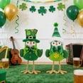 thumbnail image 4 of St. Patrick's Day Bird Figurine with Sequin Wings and Clover Bow Tie for Holiday Tabletop and Shelf Decoration, 4 of 8