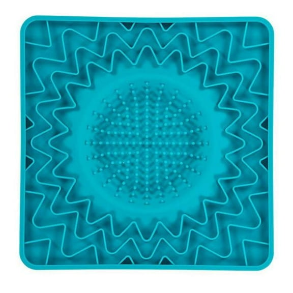 10 x 10 in. Framed Silicone Interactive Licking Dog & Cat Bowl Mat, Blue
