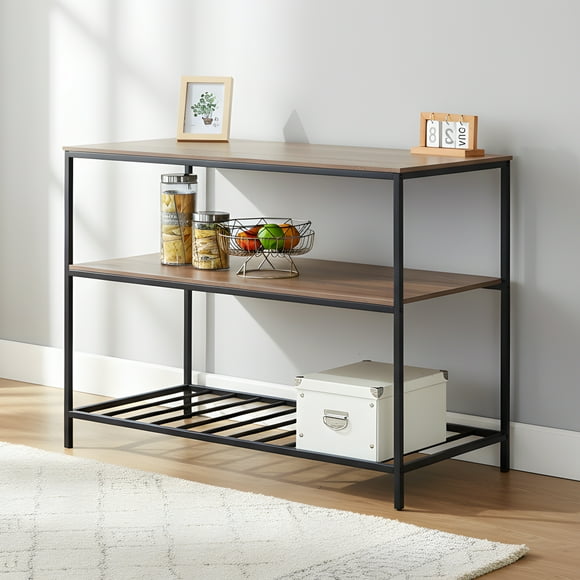 MUEBLANA - Alacena de cocina 3 niveles – Estantería organizadora con repisas de madera y estructura de acero – Fácil de armar – Resistente 30kg por nivel – 120x60x85 cm