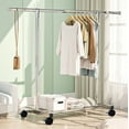 thumbnail image 4 of 47-78" Adjusable Length, 43-66" Height, Standard Rod Garment Rack with Wheels and Bottom Shelves, Stainless Steel Clothing Rack, Stainless Steel, 4 of 8