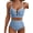 Sky Blue, variant on Eytino Swimsuit Women High Waisted Bikini Set Tummy Control 2 Piece Textured O Ring Bathing Suits Beach Summer Swimwear