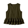 thumbnail image 5 of TGSLY Linen Sleeveless Tank Tops for Women Lightweight Soft Crew Neck Tiered Double Ruffle Hem Blouses Loose Fit Casual Solid Color Vest XL, 5 of 9