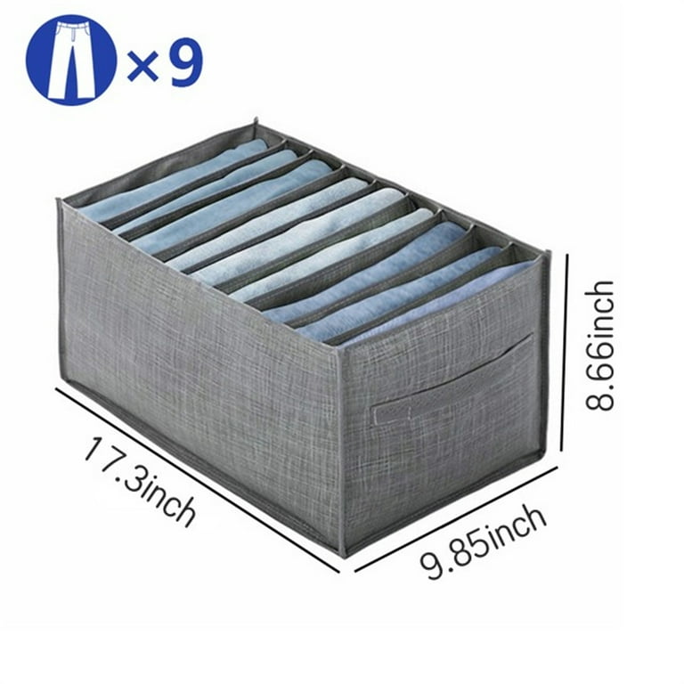 Sutowe Jeans Storage Box Non-Woven Fabric Clothes Drawer Organizer Visible Gray Clothes Divider Box Space-Saving Storage Container for Clothes Jeans