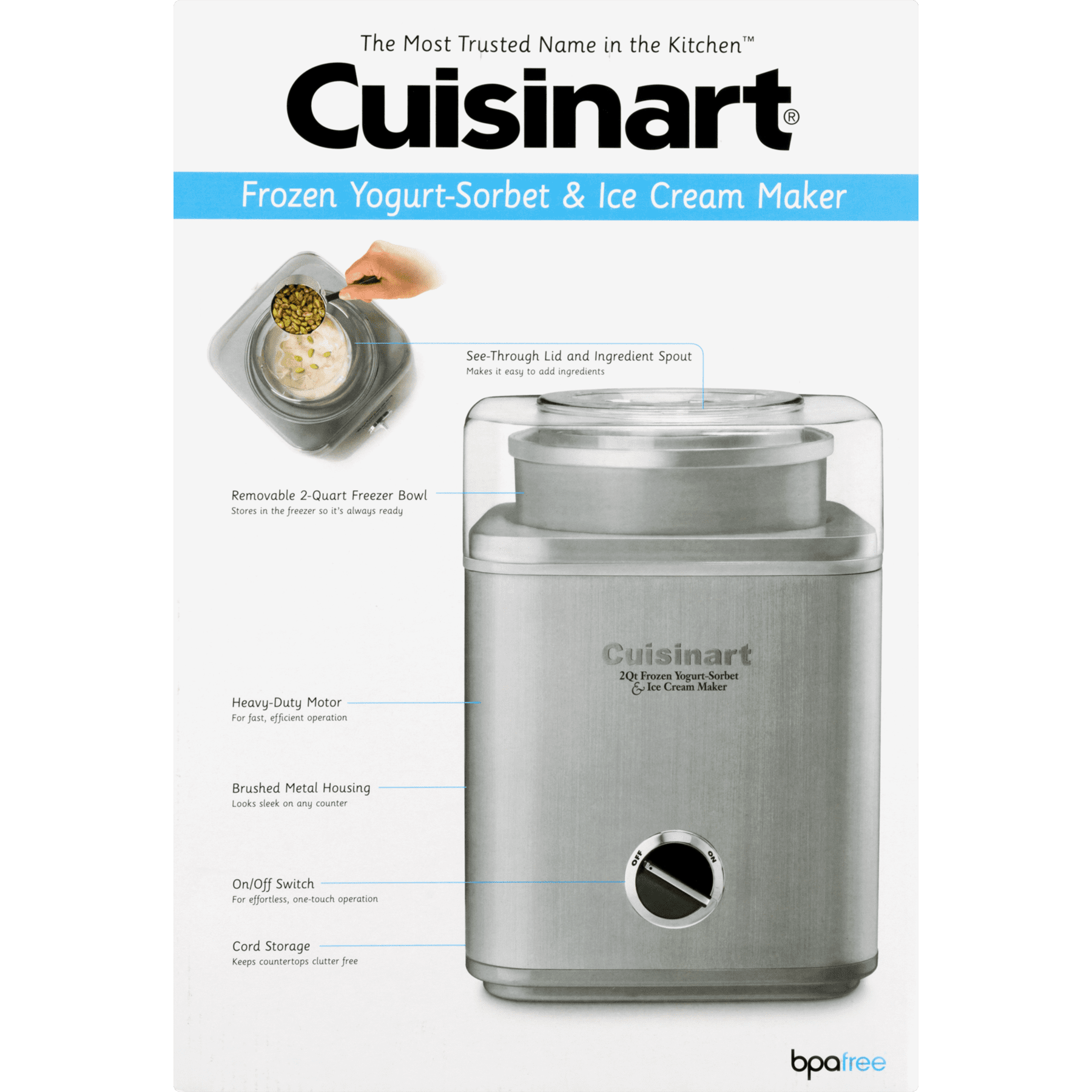 Cuisinart ICE-30BC Pure Indulgence Automatic Frozen Yogurt, Sorbet, and Ice  Cream Maker - Silver, 2 qt for sale online