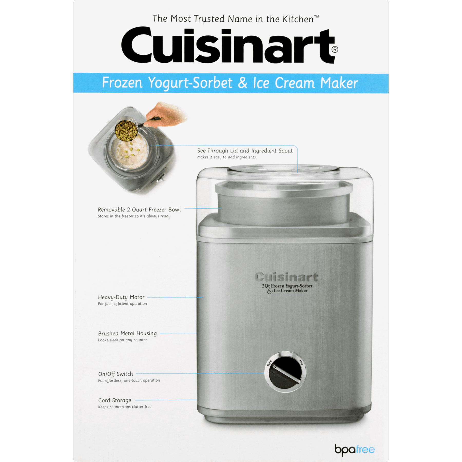 Cuisinart Pure Indulgence 2 Qt. Ice Cream Frozen Yogurt Sorbet 