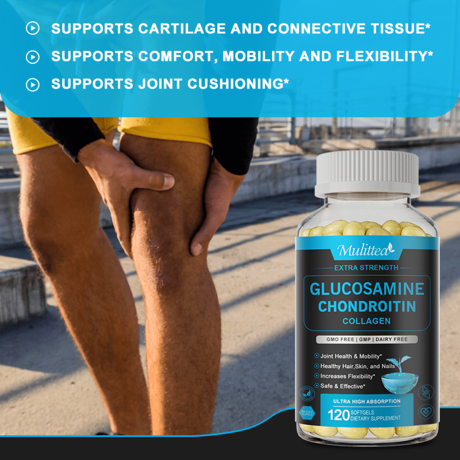 (2 Pack)Triple Strength Joint Health Dietary Supplement with Glucosamine Chondroitin MSM and Vitamin D, 120 Count