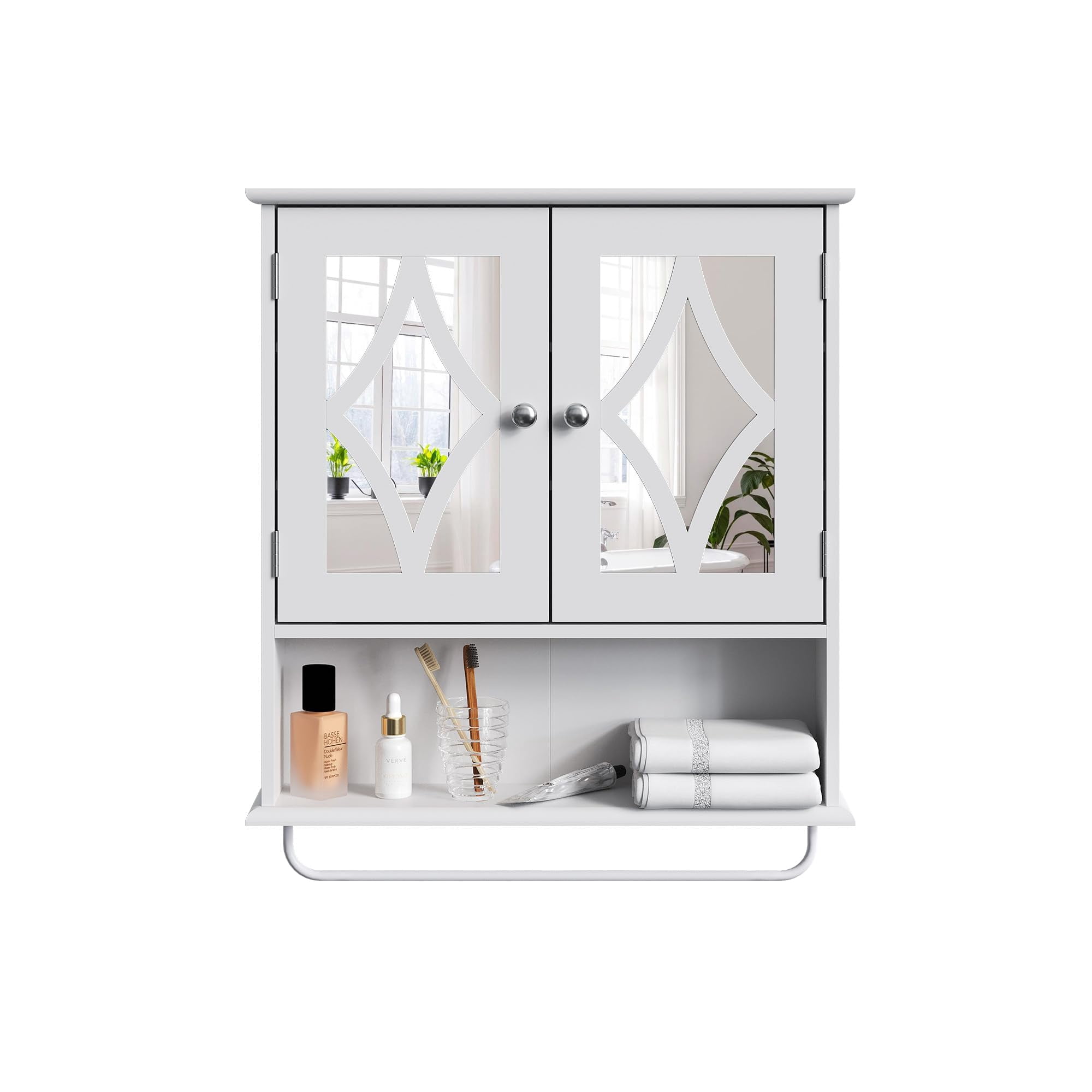 RoyalCraft Bathroom Wall Cabinet with Mirror, Wall Mount Bathroom Storage Cabinet, Adjustable Shelves