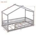 thumbnail image 3 of Twin Size Montessori Bed for Kids, Wood Floor Bed Frame, House Bed Frame with Fence & Roof, Solid Wood Playhouse Bed for Girls Boys Teens, Gray, 3 of 7