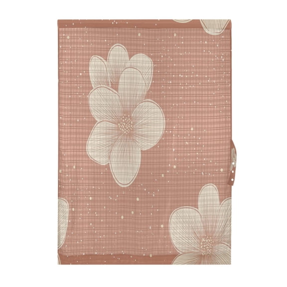 Beige Flowers Pattern Door Curtain 25x40in Privacy Mesh with UV Protection Tie Back Rod Pockets