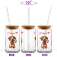thumbnail image 2 of Happy Valentine's Day Vizsla holding flowers 16oz Glass Cup Mug Vizslas Dog Lover Gifts Idea Glass Can with Bamboo Lid and Straw - 3005, 2 of 5