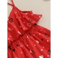 thumbnail image 5 of Toddler Girls Valentine's Day Romper Jumpsuit Ruffles Sleeveless Heart Print Overalls, 5 of 7