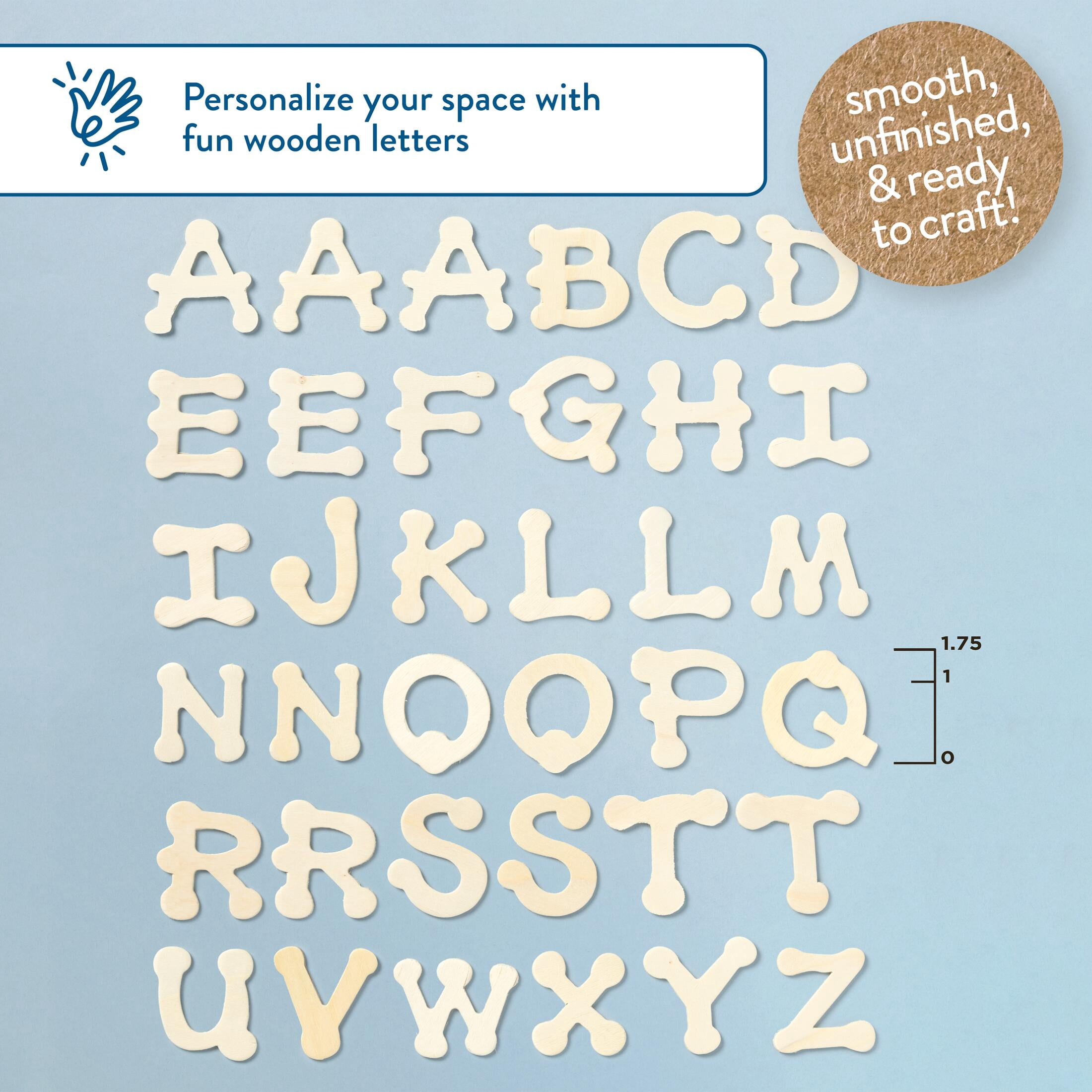 Hello Hobby Unpainted Wood Surface, Dot to Dot Letters, 36 Piece, 1.75"