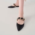 thumbnail image 2 of YDN Women Graceful Pointed Clossed Toe Slip On Mules Chain Strap Low Heel Sandals Casual Dressy Indoor Shoes Size 12 Black, 2 of 5