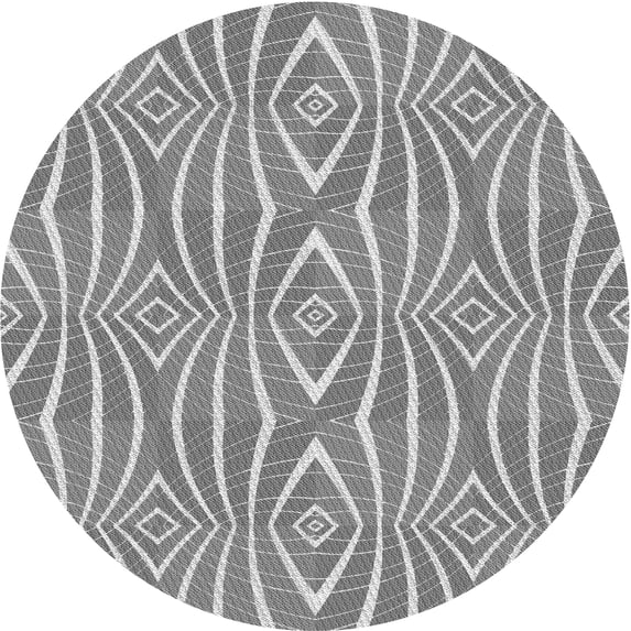 Ahgly Company Machine Washable Indoor Round Transitional Smokey Gray Area Rugs, 3' Round