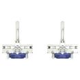 thumbnail image 4 of 5.8072 ct Lever-Back Drop Dangle Earrings for Women | 7.5X5.5mm Emerald Cut Simulated Tanzanite | 18K White Gold, 4 of 5
