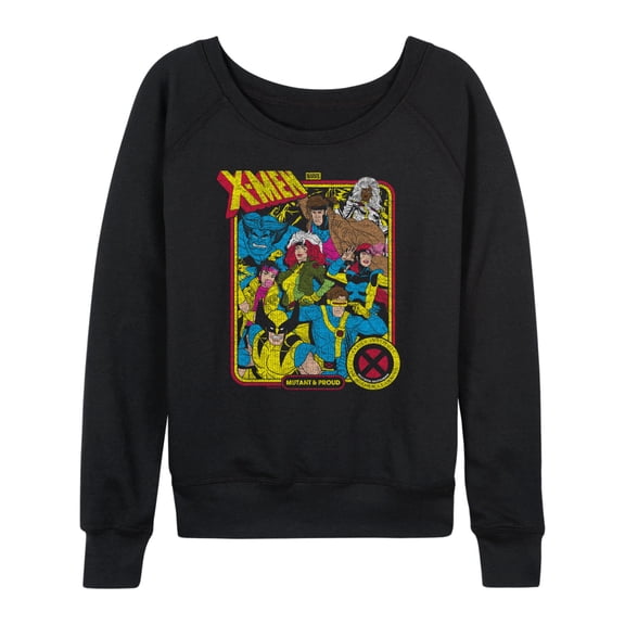 X-Men - X-Men Retro Lightweight French Terry Wide Neck Long Sleeve Graphic Shirt