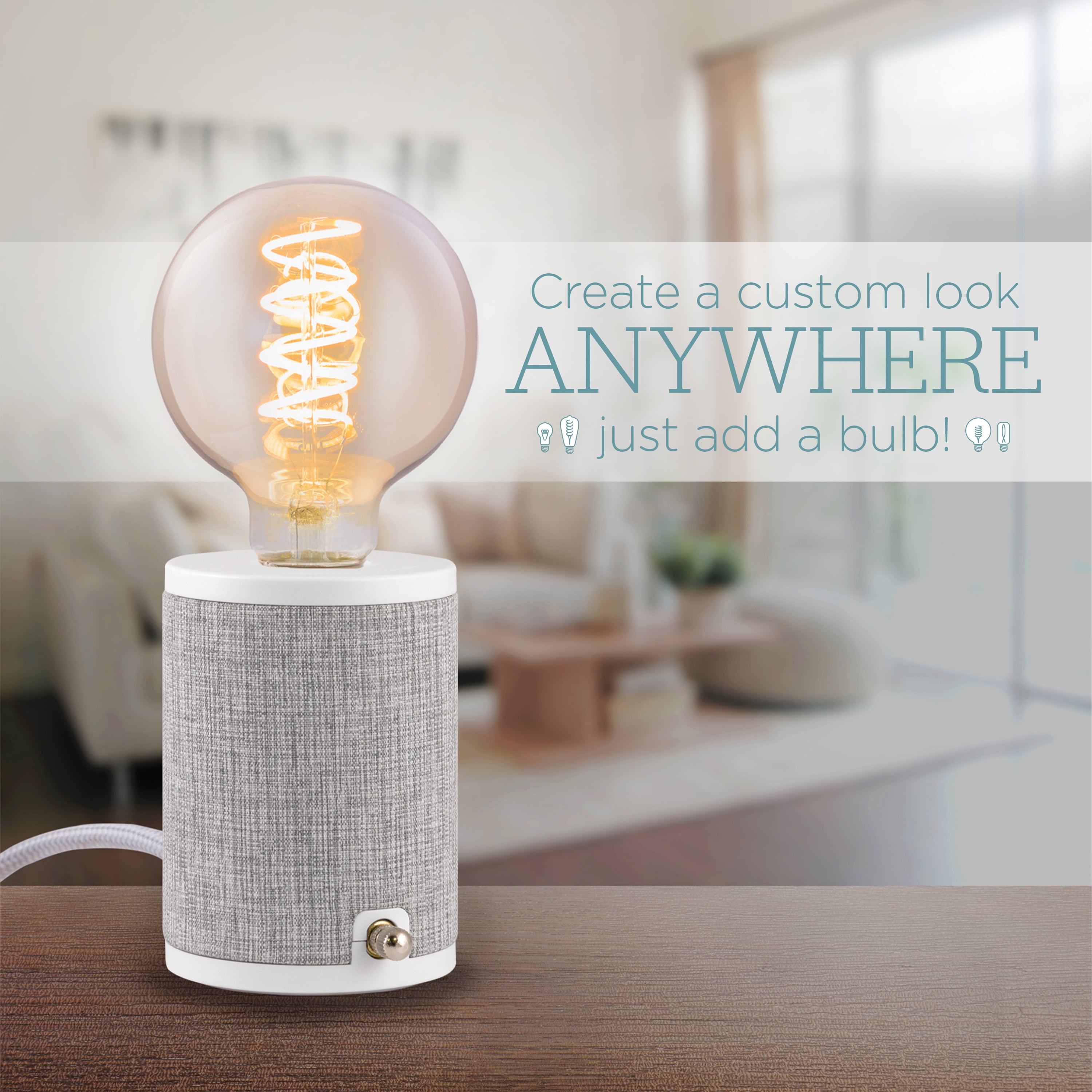 Enbrighten Anywhere Lamp, Gray, Fabric  – 46177