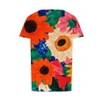 thumbnail image 6 of Loose Summer Tops for Women Oversized Short Sleeve Floral Shirt Trendy Casual Pullover, Multicolor, XL, 6 of 7