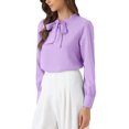 thumbnail image 4 of INSPIRE CHIC Women's Bow Tie Neck Tops Elegant Long Sleeve Business Work Office Blouse M Purple, 4 of 5