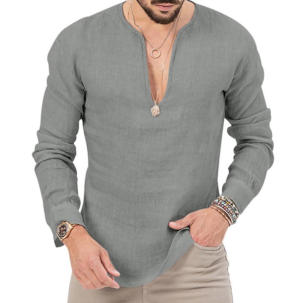 Blusas y camisas de manga larga con cuello en V Camisa formal con estampado de color para hombre N Blusa y camisa de manga larga con cuello vuelto Blusa para hombre