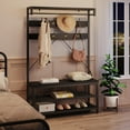 thumbnail image 3 of Coat Rack, Hall tree, Shoe Bench, 5-in-1 Shoe Rack for Entryway, 3 storage shelves, 8 Hooks Removable,Industrial Accent Furniture with Steel Frame, Multifunctional Hallway Organizer, Large, 3 of 9