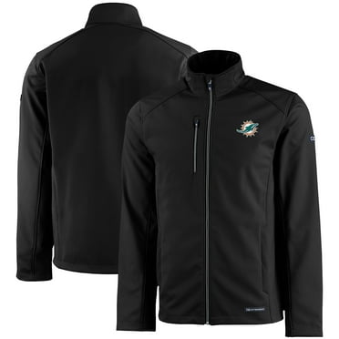 Men's Cutter & Buck Black Miami Dolphins Evoke Eco Softshell Recycled Full-Zip Jacket
