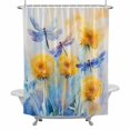 thumbnail image 2 of Spring Dragonfly Shower Curtain for Bathroom Decor, Yellow Pastoral Flowers Waterproof Fabric Shower Curtain, 54"x78" Set with 12 Hooks, 2 of 9