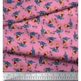 thumbnail image 3 of Soimoi Crepe Silk Fabric Text,Rugby Ball & Bird Cartoon Print Fabric by Yard 42 Inch Wide, 3 of 3