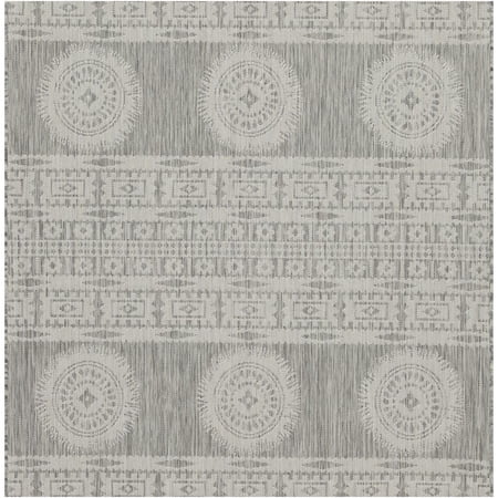 JERFIT Silver Indoor Outdoor Area Rug 5x7, Low Profile Flatweave Polypropylene Rug for High Traffic, Water Resistant Easy Clean Patio Deck Rug