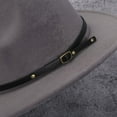 thumbnail image 4 of Women's Felt Panama Hats Classic Wide Brim Fedora with Belt Buckle Retro Floppy Panama Hat, 4 of 7