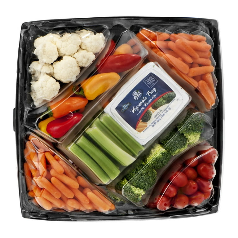 SPRING PARK Divided Veggie Tray with Lid Vegetable Storage Square Appetizer  Relish Serving Platter with 5/6 Compartment Snack Containers for Food Fruit  Small Refrigerator Organizer Bins Produce Saver 