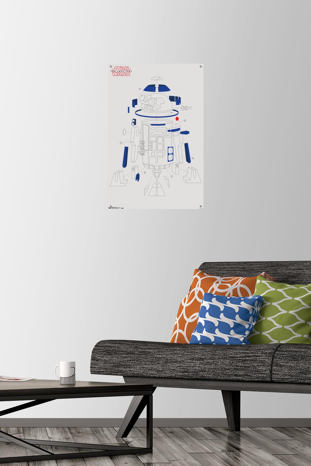 Star Wars: The Last Jedi - R2 Blowout Wall Poster with Push Pins, 14.725" x 22.375"