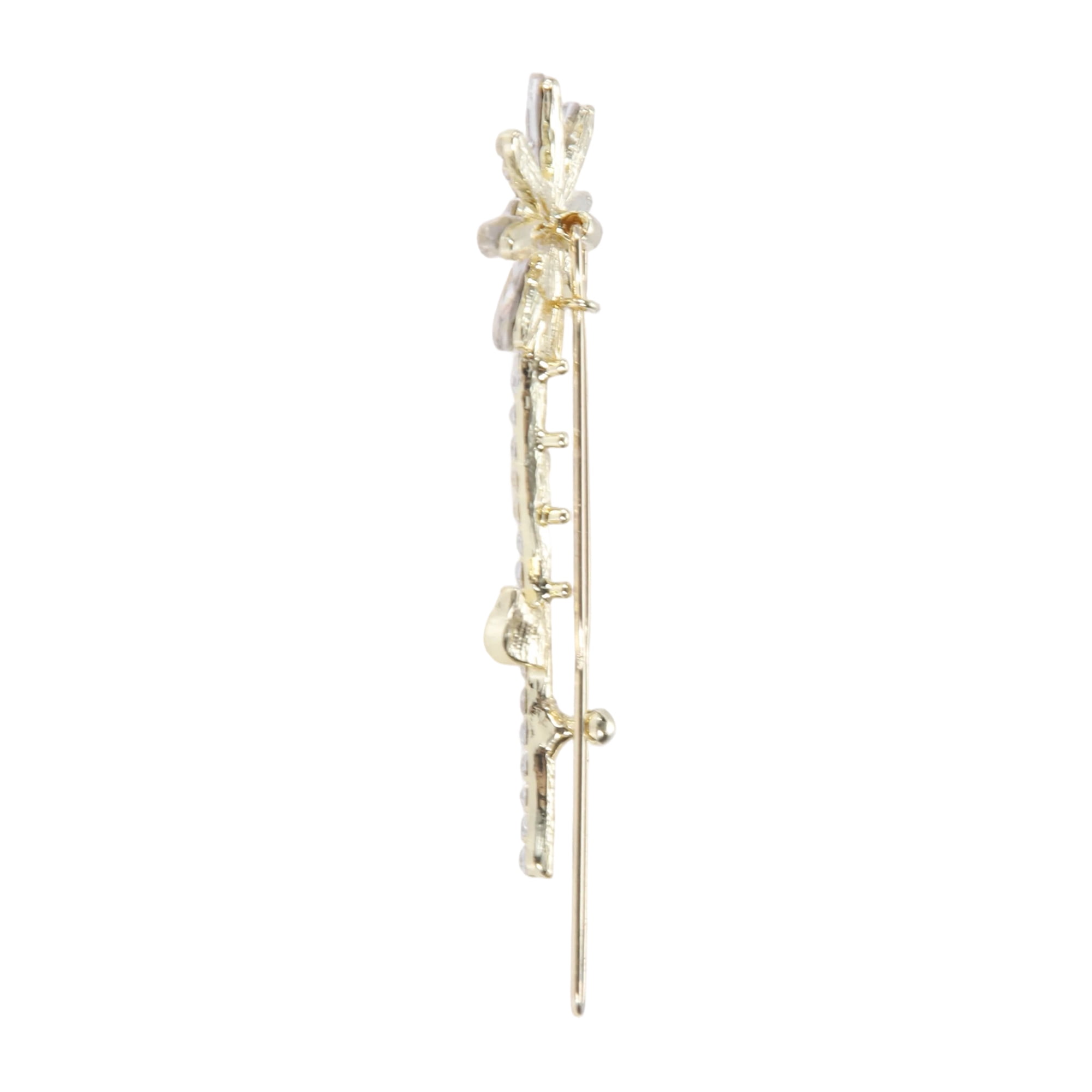 Unique Bargains 2Pcs Faux Crystal Flower Bobby Pin Gold Tone Hair Accessory
