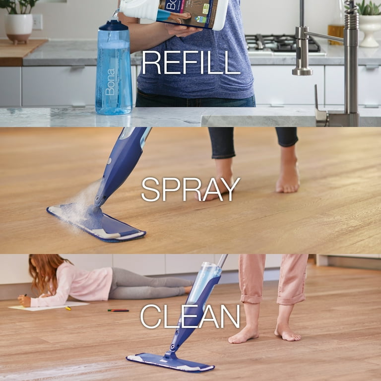 Bona Hardwood Floor Cleaner Refill - 128 fl oz - Unscented - Refill for  Bona Spray Mops and Spray Bottles - Residue-Free Floor Cleaning Solution  for