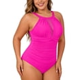 thumbnail image 1 of QHFBli Plus Size Swimsuit Women One Piece Swimsuit Tummy Control High Neck Bathing Suit Ruched Swimwear, 1 of 6