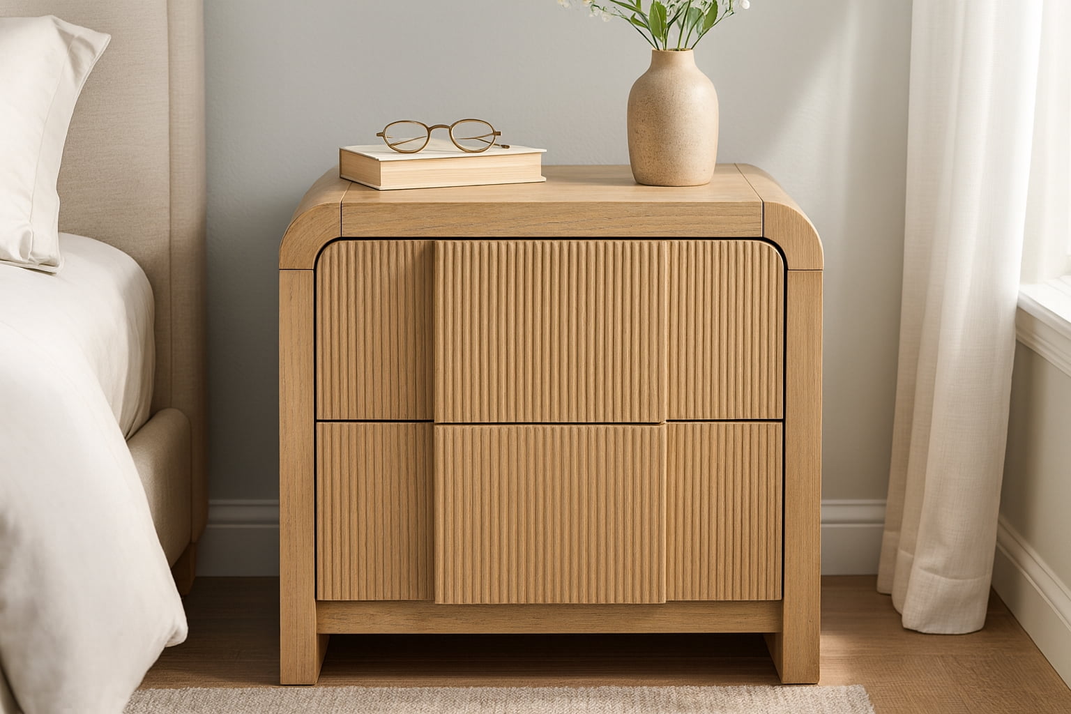 Meridian Furniture Fluted Natural Night Stand
