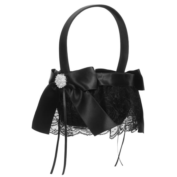 UPOUART Elegant Black Fabric Flower Girl Basket for Weddings and Home Use, Lightweight Design, Stylish Decor, Perfect for Petals