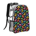 thumbnail image 3 of Susaid Colorful Geometric Dog Print Clear Backpack See Through Transparent Plastic Clear Bookbags for School, College, Stadium,Work, 3 of 7