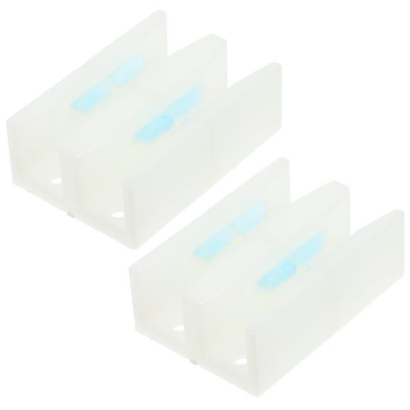 AURARMLET Bottom Guide Abs White Frameless Shower Doors 2Pcs 2.6X1.8X0.9In