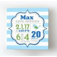 thumbnail image 1 of Personalized Canvas Birth Announcement Nursery Decor Gift, Lovebird Design, Custom Name, Date, Weight & Length, Unique Boys & Girls Baby Shower Wall Art Presents, Color Blue # 1, Size - 24x24, 1 of 5