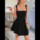thumbnail image 4 of Vestido Mini Informal Sin Mangas con Cuello Cuadrado para Mujer, Estilo Acampanado, para Fiesta y Club. Negro XL, 4 of 10