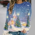 thumbnail image 2 of Christmas Sweatshirts Women Graphic Printed Xmas Funny Tee Shirt Plus Size Holiday Tops Loose Crewneck Pullovers (3XL, Blue), 2 of 6