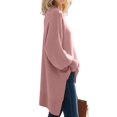 thumbnail image 3 of Women'S Oversized Sweaters Winter Long Sleeve Casual Tops Mock Neck Loose Fit Knit Pullover Pink S, 3 of 9