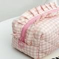 thumbnail image 6 of Ruffle Pouch Bag,Ruffle Makeup Bag,3PCS Gingham Pouch,Ruffle Makeup Pouches Bag,Quilted Ruffle Toiletry BagS Make up Organizer,Mini Ruffle Cosmetic Toiletry Bags for Travel, 6 of 7